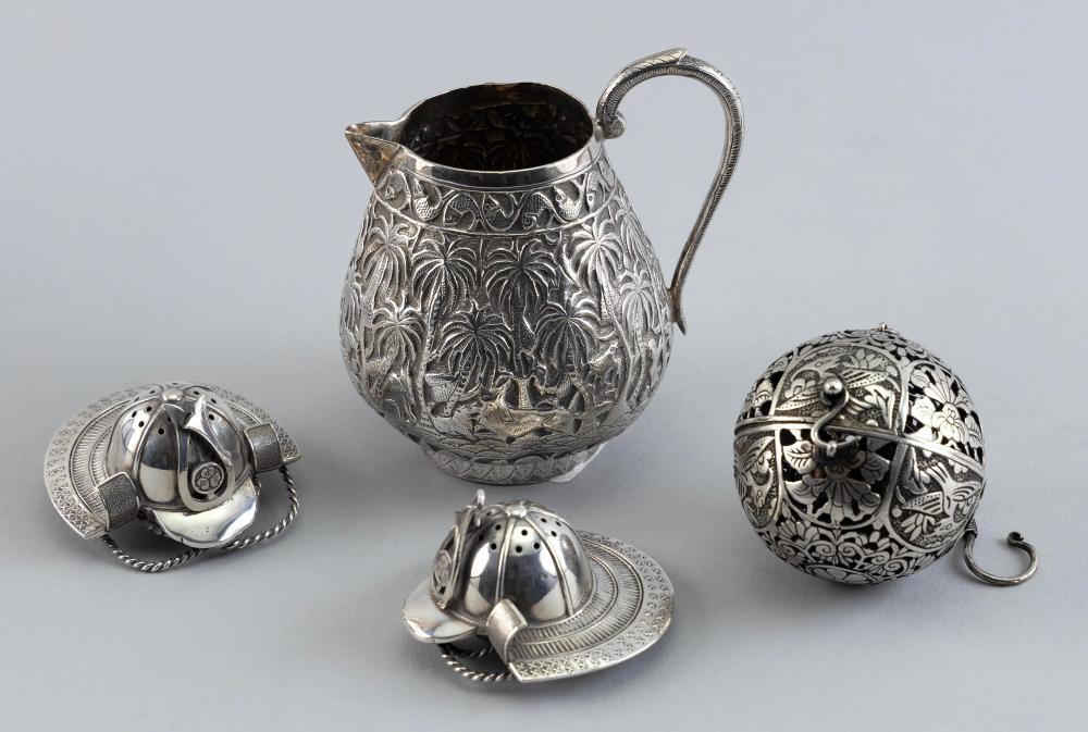 FOUR ASIAN SILVER TABLEWARES