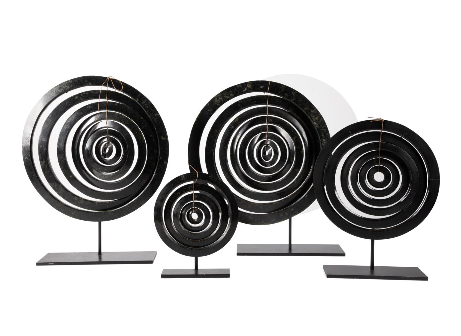 FOUR ASIAN STYLE STONE CONCENTRIC