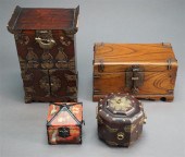 FOUR ASIAN WOOD BOXESFour Asia