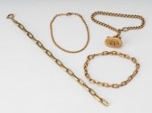 FOUR ASSORTED 14 KARAT YELLOW
