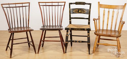 FOUR ASSORTED ANTIQUE CHAIRSFour