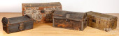 FOUR ASSORTED ANTIQUE TRUNKS,