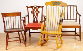 FOUR ASSORTED ARMCHAIRS, 18TH/