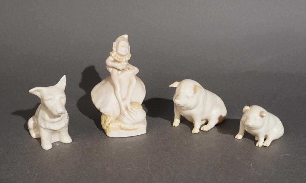 FOUR ASSORTED BELLEEK GREEN MARK