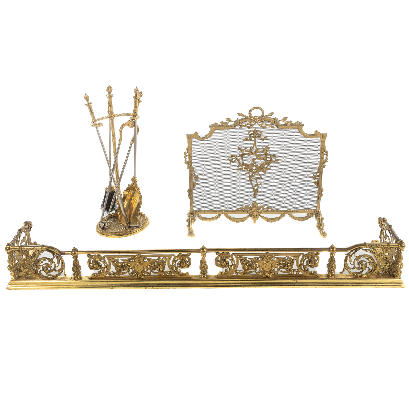 FOUR ASSORTED BRASS FIREPLACE