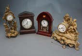 FOUR ASSORTED BRASS, MAHOGANY