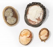 FOUR ASSORTED CAMEO BROOCHES A