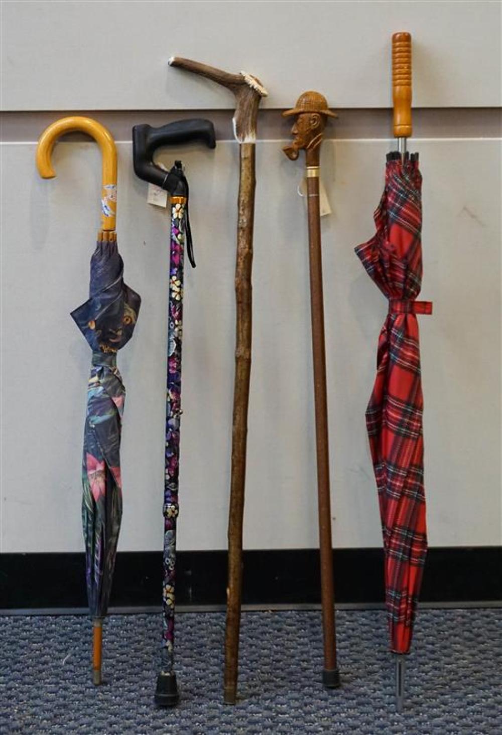 FOUR ASSORTED CANES AND TWO