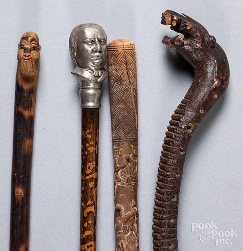FOUR ASSORTED CANES/WALKING