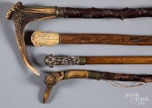 FOUR ASSORTED CANES/WALKING ST