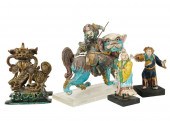 FOUR ASSORTED CHINESE ROOF TIL