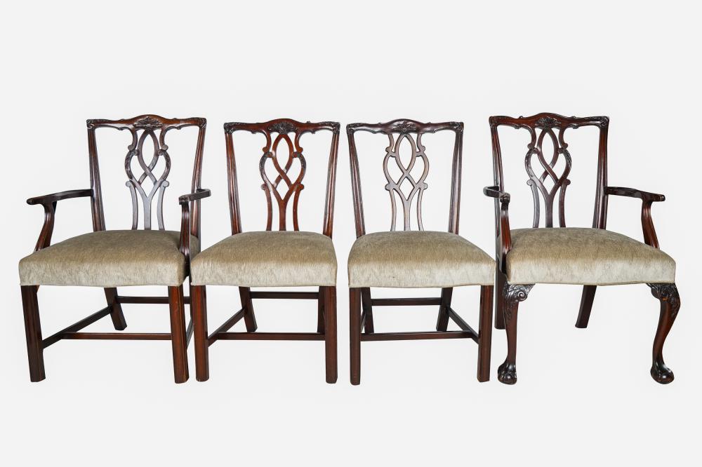 FOUR ASSORTED CHIPPENDALE-STYLE
