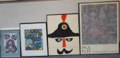 FOUR ASSORTED COLOR PRINTS AND