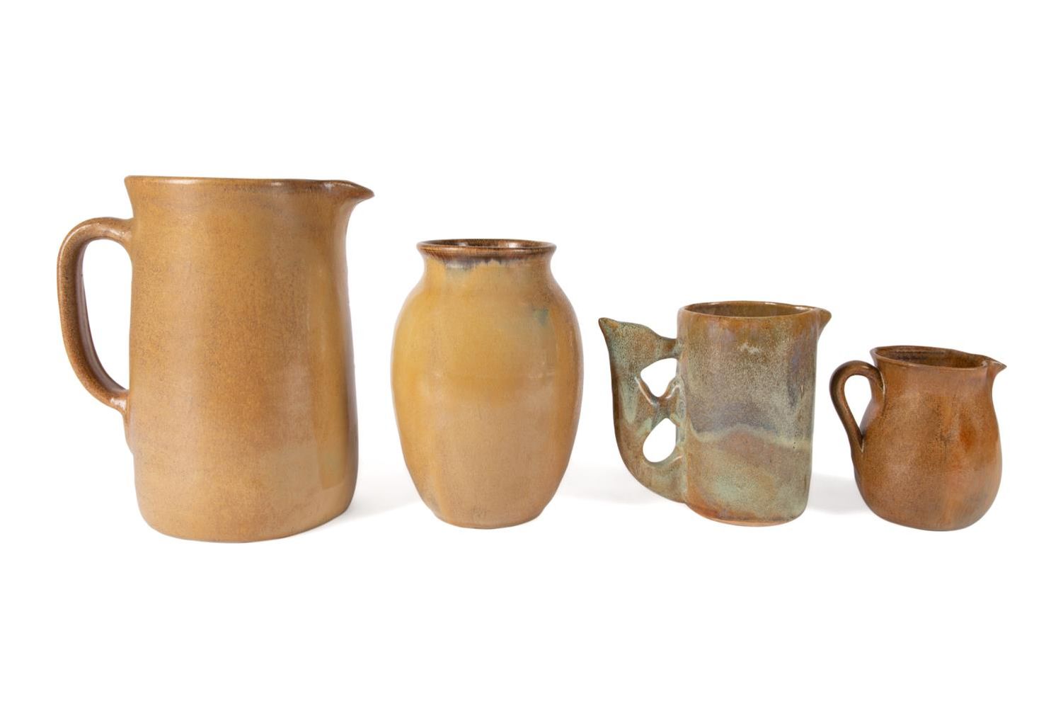 FOUR ASSORTED FOLK ART POTTERY OPEN