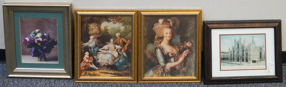 FOUR ASSORTED FRAMED COLOR