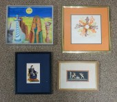FOUR ASSORTED FRAMED WORKS, EA