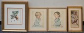 FOUR ASSORTED FRAMED WORKS OF