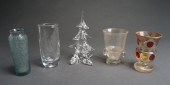 FOUR ASSORTED GLASS AND CRYSTA