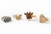FOUR ASSORTED GOLD RINGSFour A