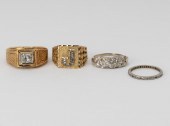 FOUR ASSORTED GOLD & STONE RIN