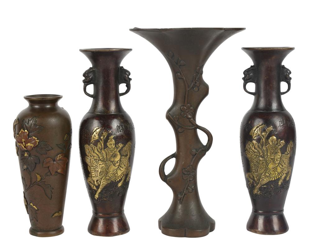 FOUR ASSORTED JAPANESE BRONZE