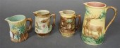 FOUR ASSORTED MAJOLICA PITCHER