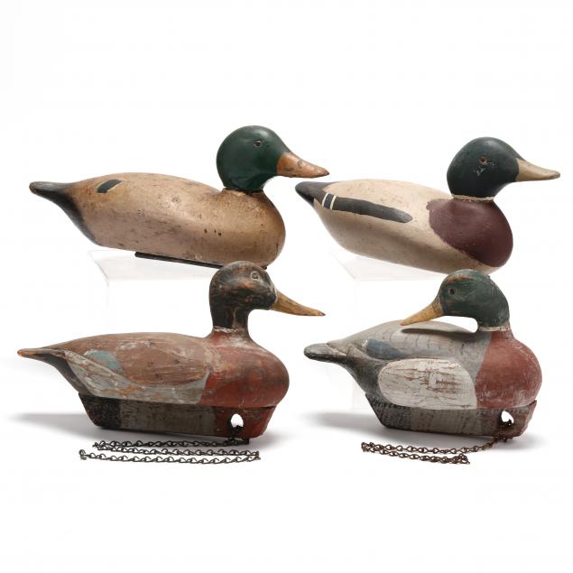 FOUR ASSORTED MALLARD DECOYS Two