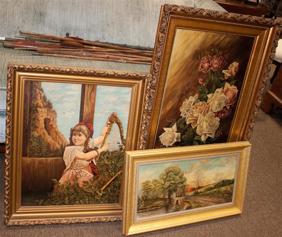 Four assorted oil paintings