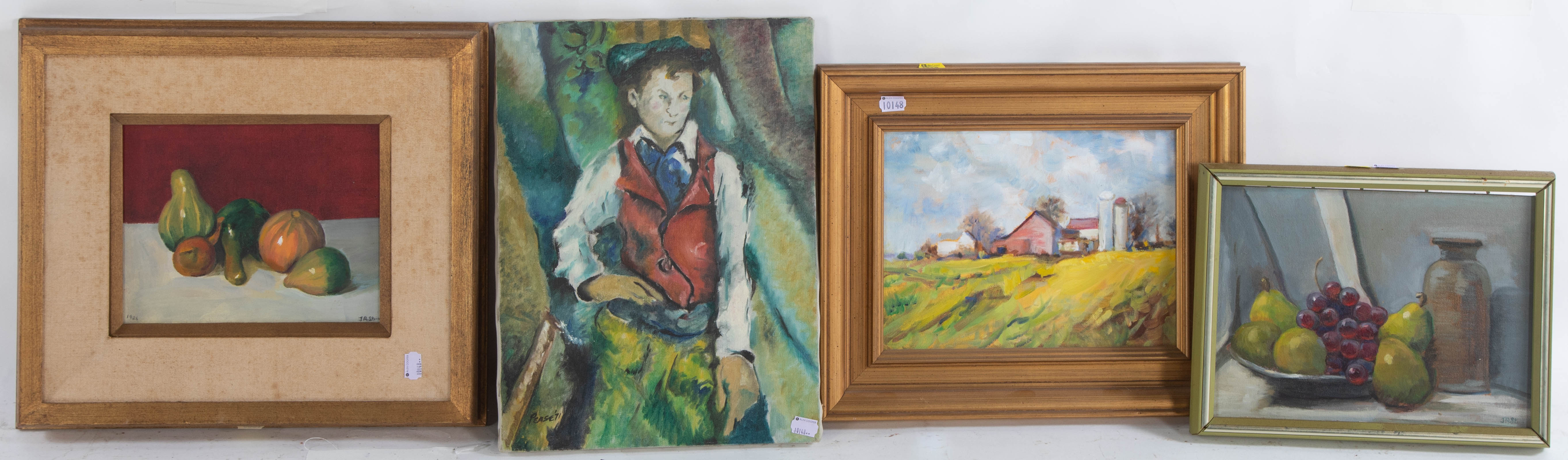 FOUR ASSORTED OIL PAINTINGS Size of
