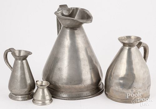FOUR ASSORTED PEWTER HAYSTACK