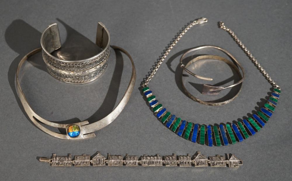 FOUR ASSORTED SILVER BRACELETS