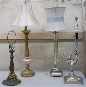 FOUR ASSORTED TABLE LAMPSFour