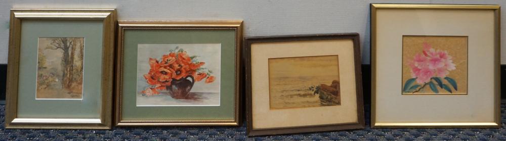 FOUR ASSORTED WATERCOLORS,