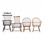 FOUR ASSORTED WINDSOR ARMCHAIR