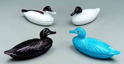 Four Atterbury covered duck dishes: