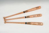 FOUR AUTOGRAPHED BASEBALL BATS
