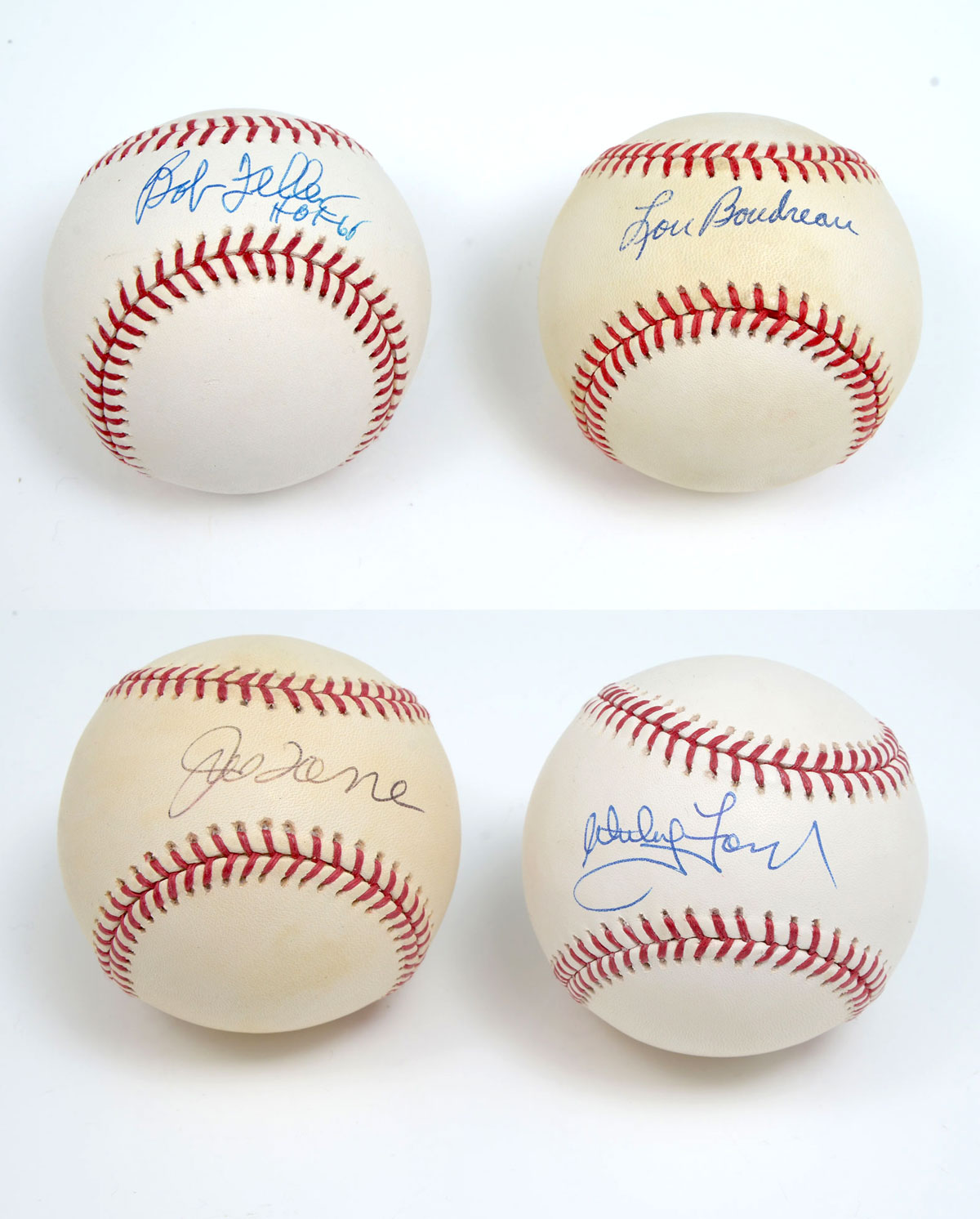 FOUR AUTOGRAPHED BASEBALLS BOUDREAU