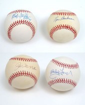 FOUR AUTOGRAPHED BASEBALLS BOU