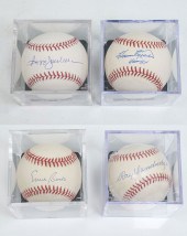 FOUR AUTOGRAPHED MLB BASEBALLS