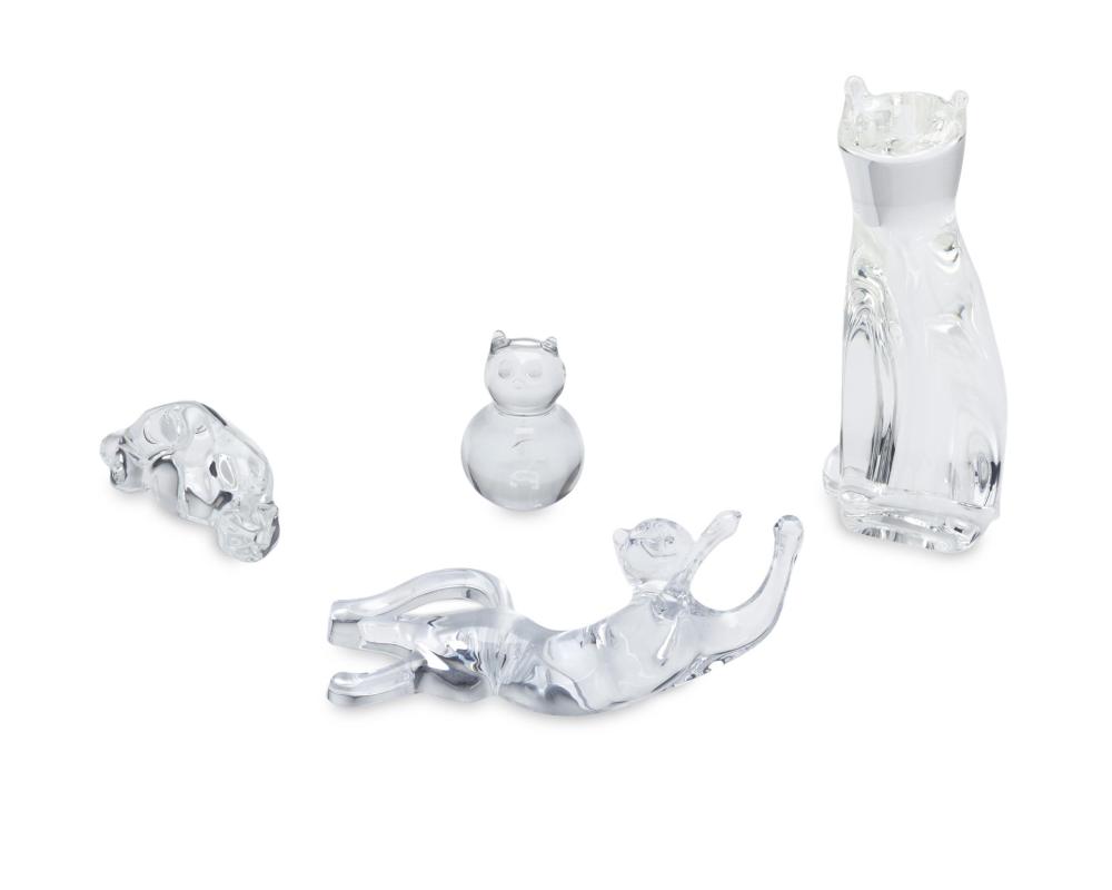 FOUR BACCARAT AND STEUBEN CRYSTAL