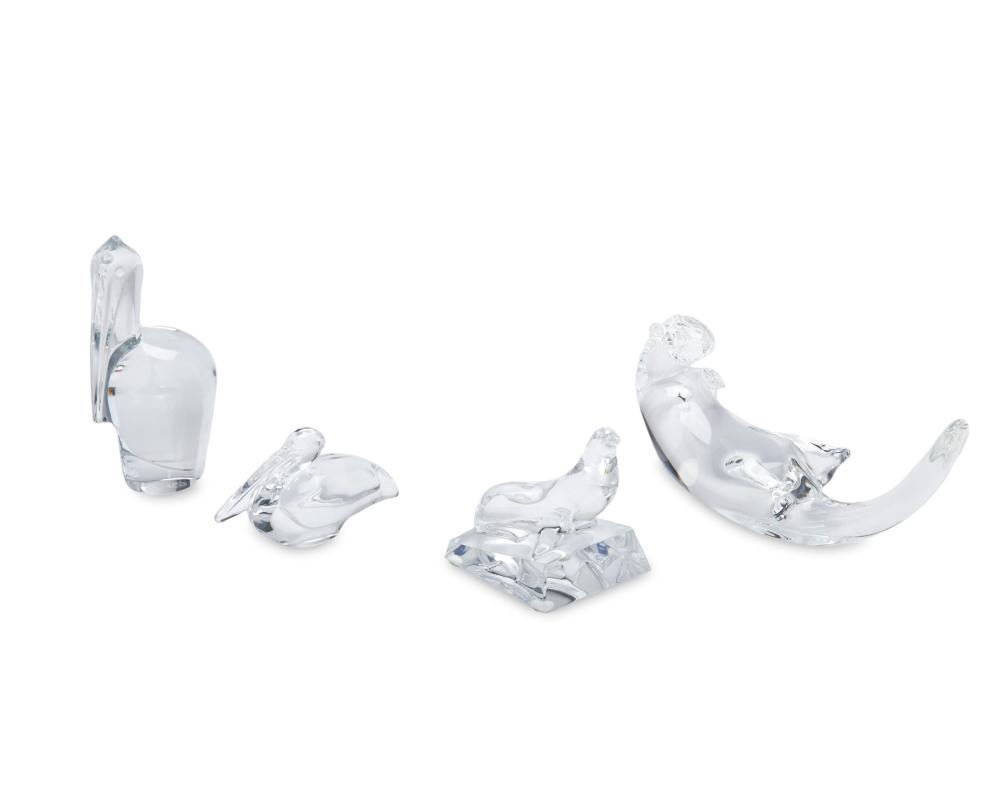FOUR BACCARAT AND STEUBEN CRYSTAL