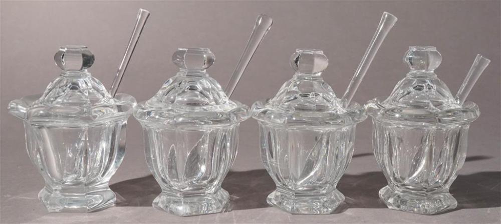 FOUR BACCARAT CRYSTAL MUSTARD
