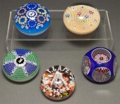 Four Baccarat millefiori glass
