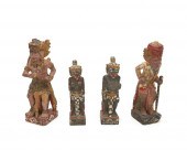 FOUR BALINESE CARVED WOOD DEVO