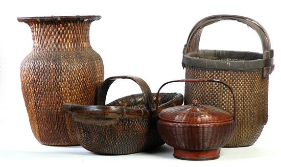 FOUR BASKETS AND TWO CONTAINERS. 