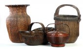 FOUR BASKETS AND TWO CONTAINER
