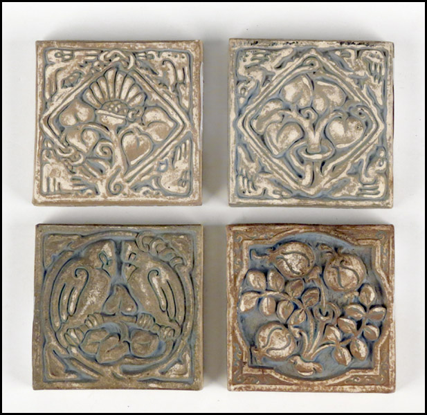 FOUR BATCHELDER TILES. Each: 4''