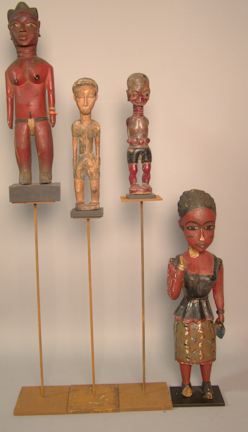 FOUR BAULE COLON ART CARVINGS the
