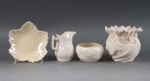Four Belleek glazed parianware