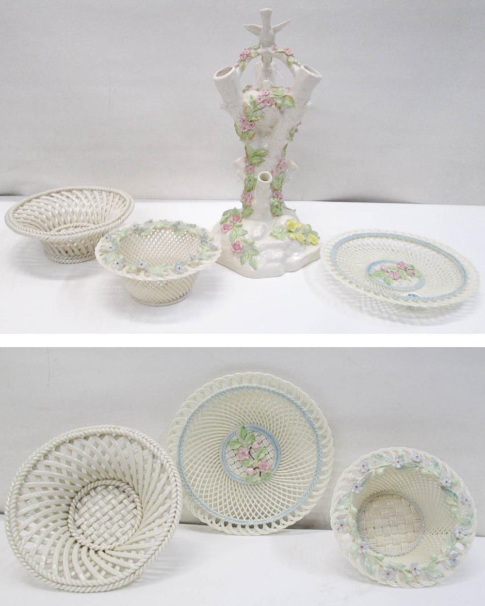 FOUR BELLEEK PARIAN PORCELAIN